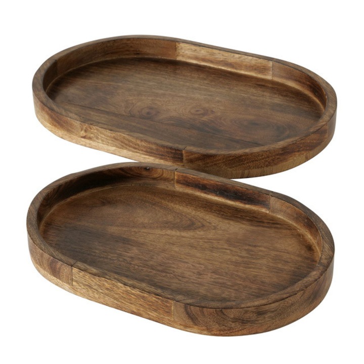 Set 2 tavi decorative Ovolio din lemn de mango