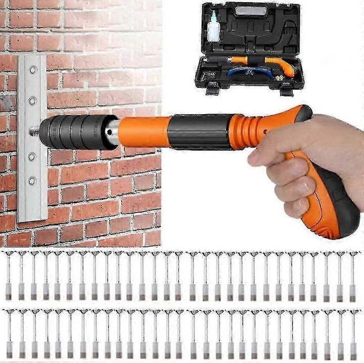 Pistol Cuie, Nailer din otel, 3 trepte, 50/100 cuie, portocalie, 33x5x3cm