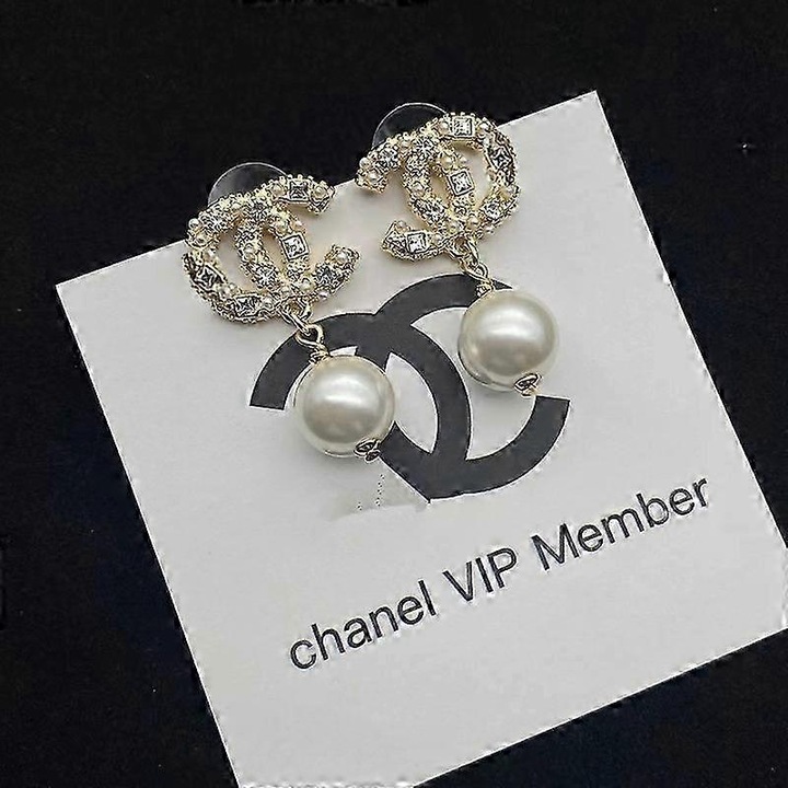 Cercei dama, detaliu perle, piatra zircon, auriti