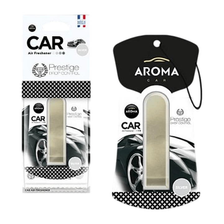 Odorizant oglinda retrovizoare AROMA CAR Prestige Silver, lichid controlabil, celuloză absorbantă