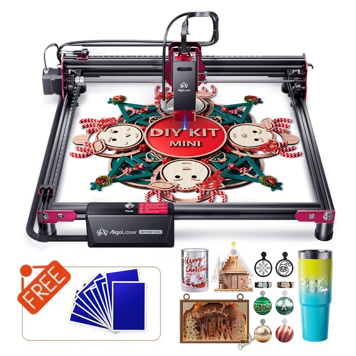 Kit DIY Mini 5W, Laser gravura, Algolaser, 300x300mm, 0.08mm, Compact