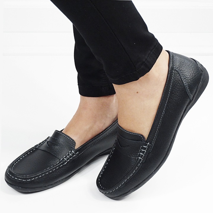 Mocasini negri din piele naturala 5128 M4 16442, Negru