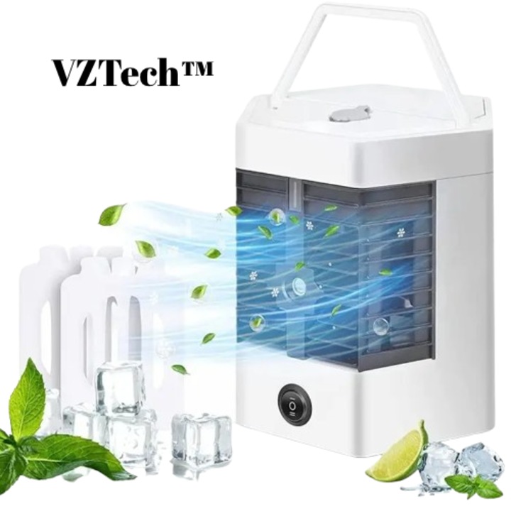 Преносим климатик USB зареждане, овлажняване и пречистване на въздуха, VZTech