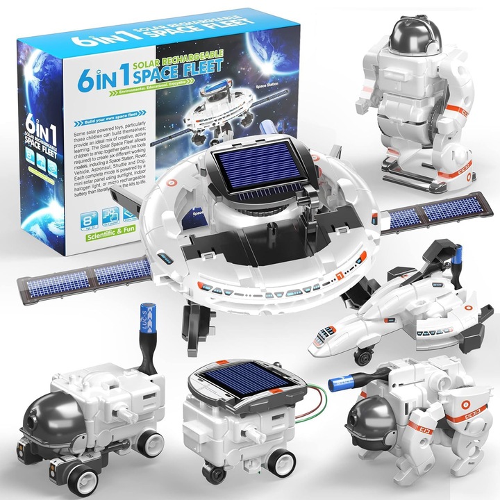 Set Roboti Solari STEM 6-in-1 Ydene®, pentru Copii 8-12 Ani, Jucarii Spatiale Educationale Kit de constructie, Cadou pentru Baieti si Fete, Craciun/Zile de Nastere