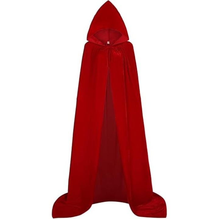 Feicaeesa® Pelerina Cu Gluga Rosu 130cm - Catifea Uscare Rapida Pentru Costume Tematice & Cosplay