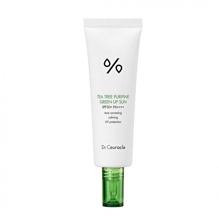 Слънцезащитен крем Dr. Ceuracle SPF50+ с чаено дърво Purifine Green Up - 50 мл