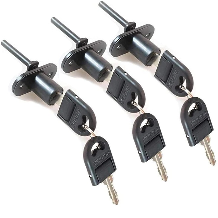 Set 3 yale TREXORA, mecanism triplu, aliaj negru, 16mm