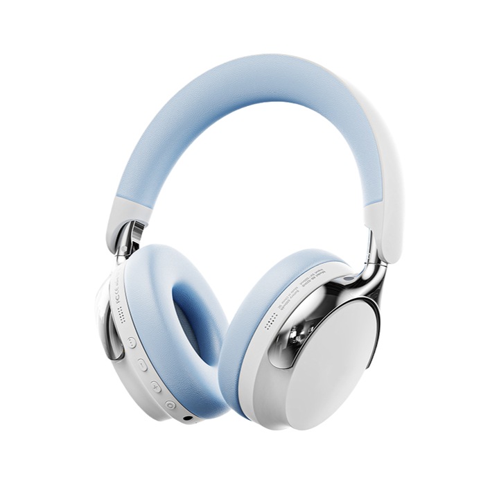 Casti wireless, montate pe cap, Bluetooth 5.4, reducere inteligenta a zgomotului, calitate a sunetului HD, 600mAh, durata lunga de viata a bateriei, confortabile de purtat, compacte si portabile, albe