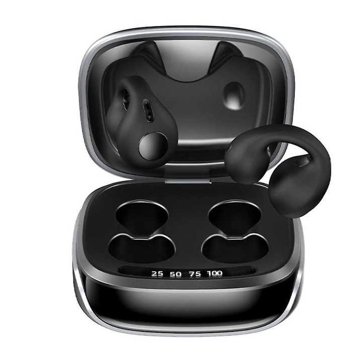 VASTAR JX80 TWS vezeték nélküli fejhallgató, csíptetős, Bluetooth 5.3, érintésvezérlés, automatikus csatlakozás, IPX5 vízállóság, LED akkumulátorkijelző, zajszűrés, mikrofon, univerzális