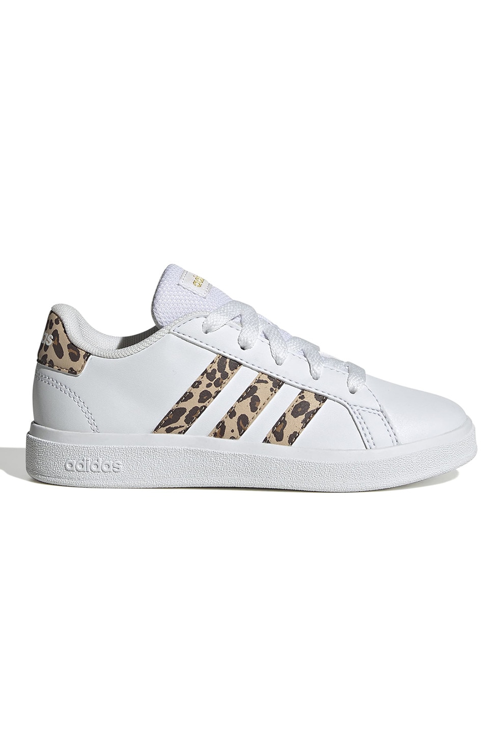 adidas Sportswear, Pantofi sport din piele ecologica cu detalii animal print, Alb, Maro inchis, Maro nisip, 35 EU