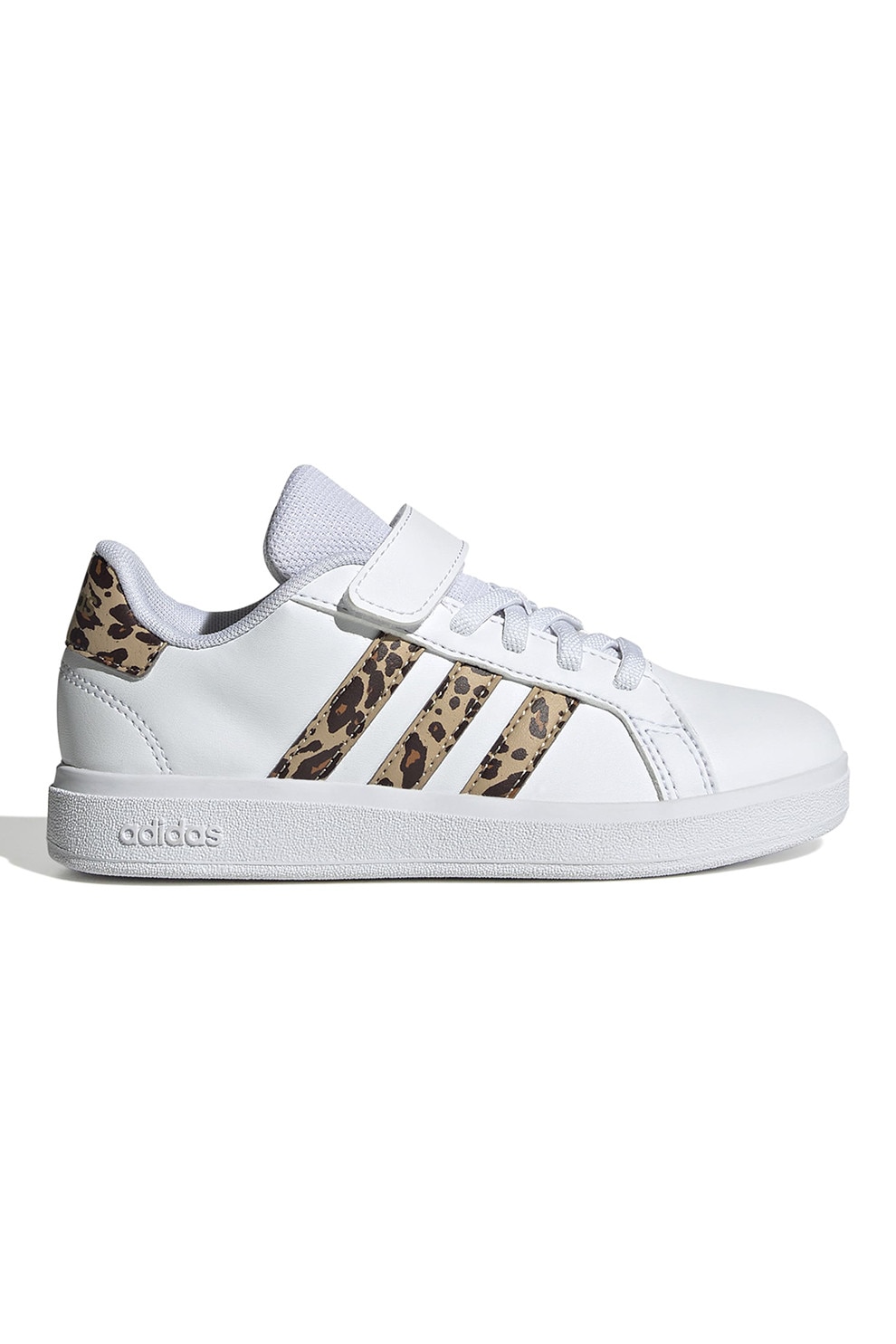 adidas Sportswear, Pantofi sport din piele ecologica Grand Court 2.0, Alb, Maro inchis, Maro nisip, 31.5 EU