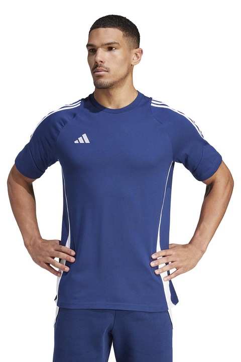 adidas Performance, Футболна тениска Tiro24 от памук, Бял/Кралско Синьо
