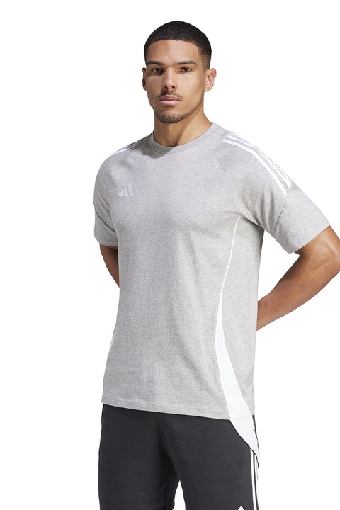 adidas Performance, Футболна тениска Tiro24 от памук, Бял/Светло сив