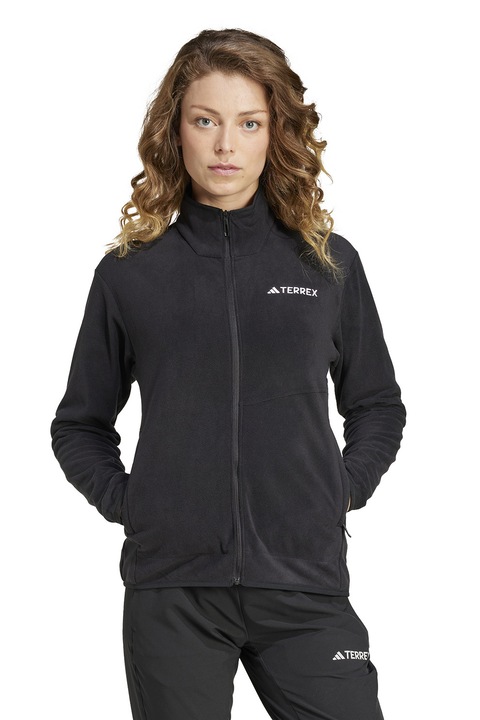 adidas Performance, Bluza de trening cu fermoar, pentru drumetie, Negru