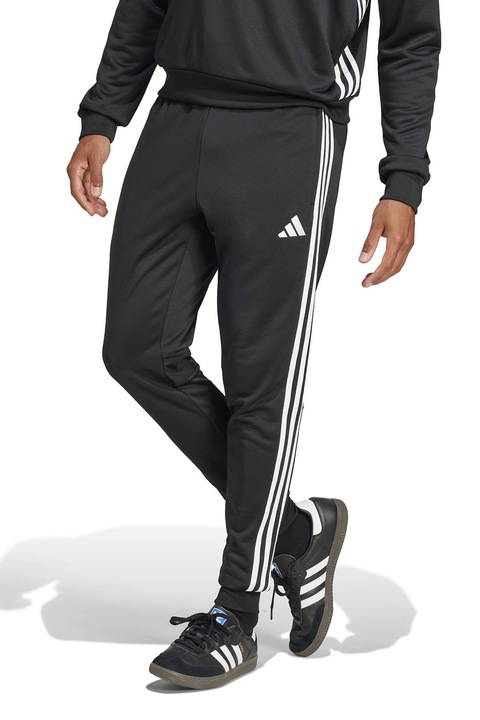 adidas Performance, Pantaloni cu benzi laterale cu logo, pentru fotbal, Alb/Negru