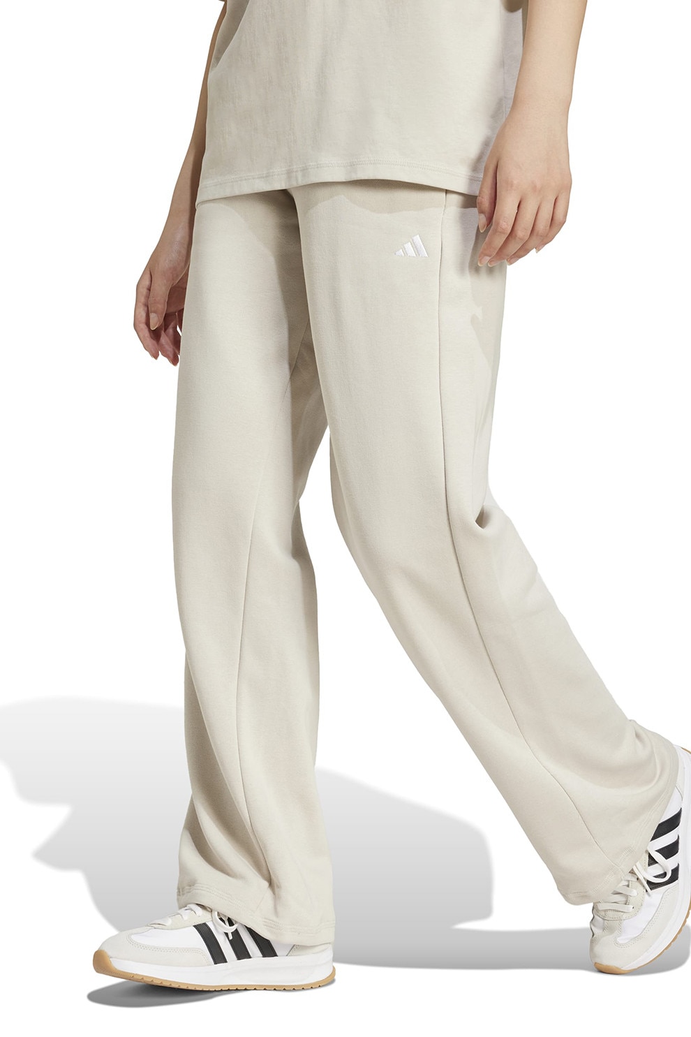 adidas Sportswear, Pantaloni de trening cu un snur in talie Essentials, Crem, L