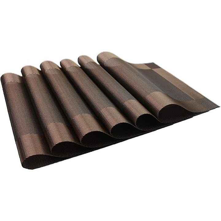 Set 6 Servete, PVC/Poliester,30*45 cm, Maro, Rama foto Placemat, Covoras termoizolant, covoras antiderapant, Decoratiuni din farfurii, recuzita si covorase de tragere