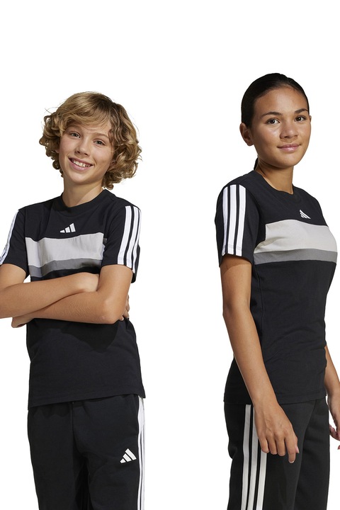 adidas Sportswear, Logós pamutpóló, Fehér/Fekete/Szürke