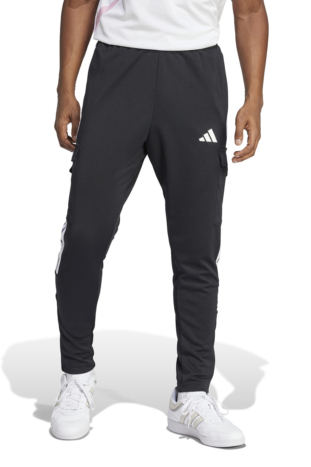adidas Sportswear, Pantaloni de trening jogger cu logo, Alb, Negru, XL