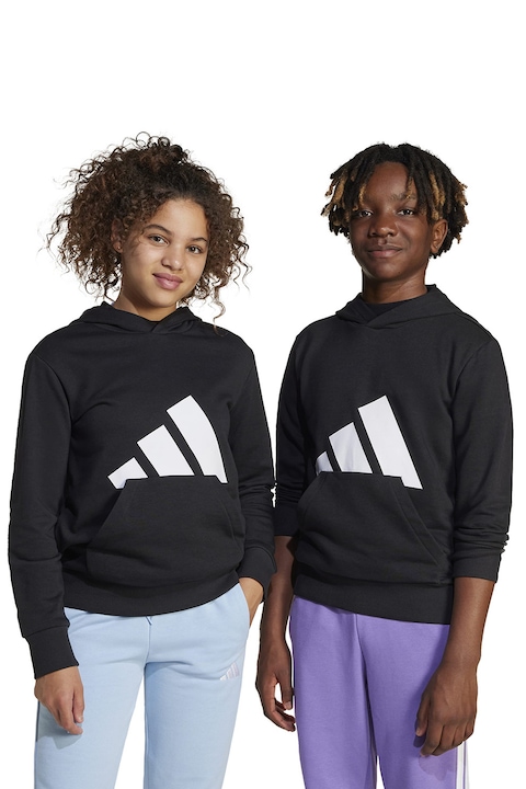 adidas Sportswear, Худи с лого, Бял/Черен