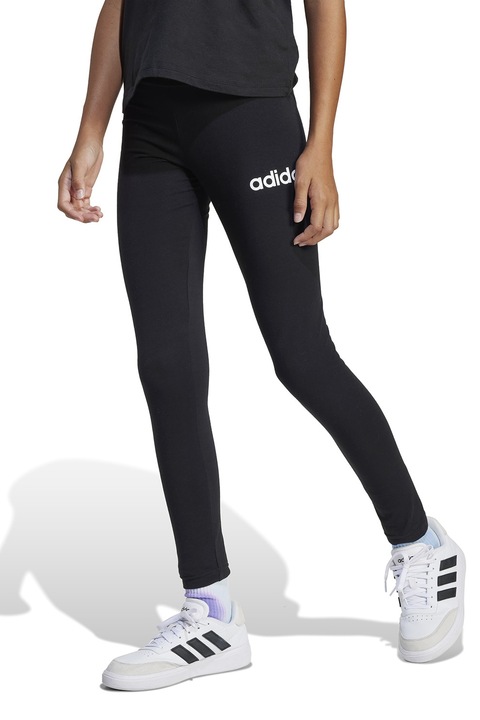adidas Sportswear, Colanti cu imprimeu logo discret, Alb/Negru, 164 CM