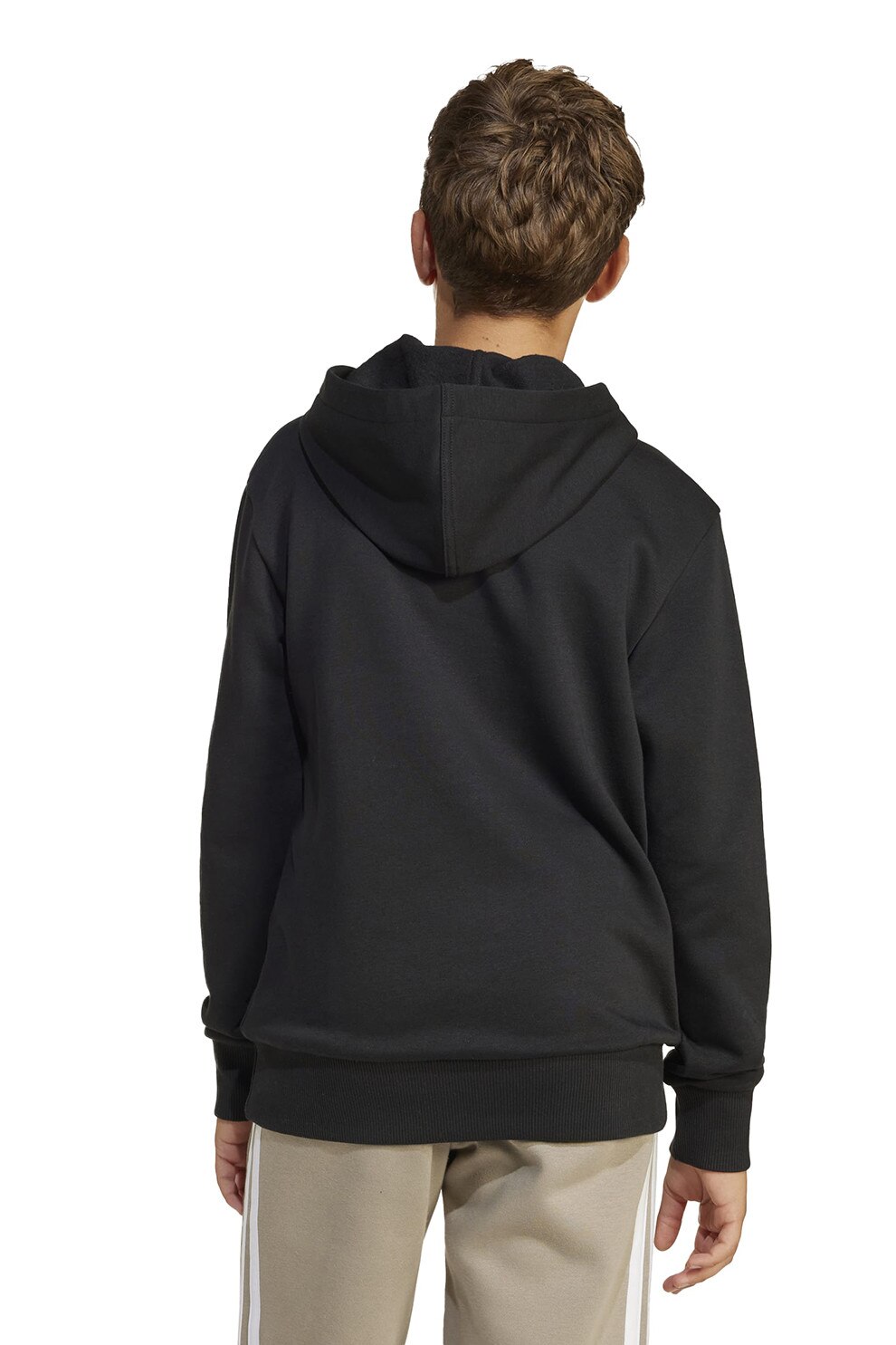 adidas Sportswear, Hanorac cu buzunar kangaroo si logo, Alb, Negru