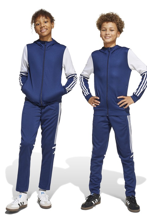 adidas Performance, Pantaloni cu slituri cu fermoar, pentru fotbal, Alb/Albastru inchis