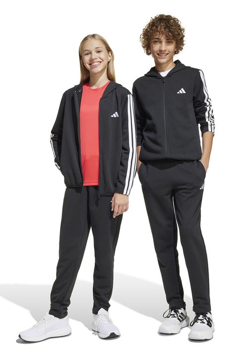 adidas Sportswear, Trening cu logo si gluga, Alb/Negru