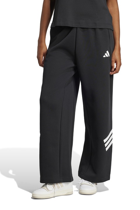 adidas Sportswear, Pantaloni de trening cu croiala ampla, Alb, Negru, M