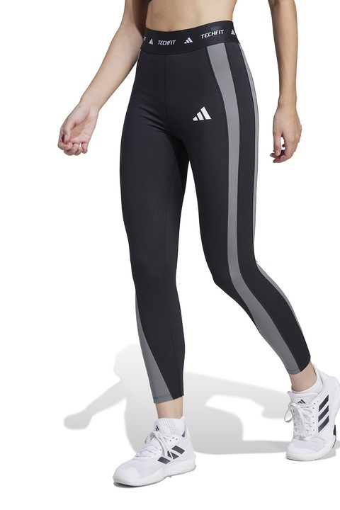 adidas Performance, Colanti cu talie inalta, pentru fitness, Alb/Negru/Gri