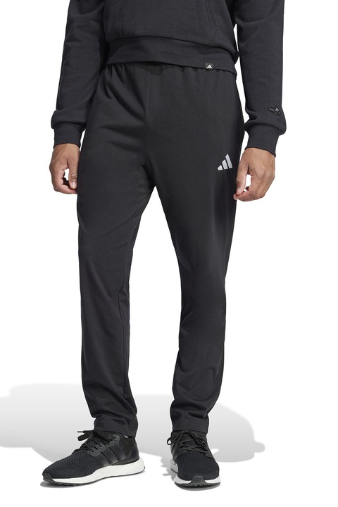 adidas Sportswear, Pantaloni de trening cu logo Essentials, Alb/Negru