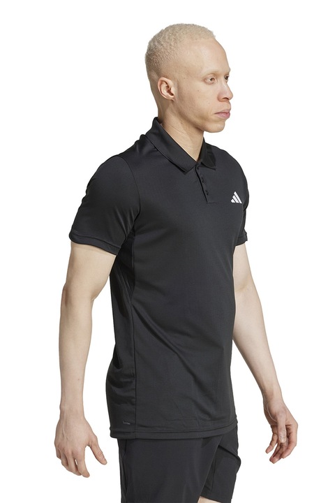 adidas Performance, Тениска за тенис Free Lift с яка, Избеляло черно/Бял