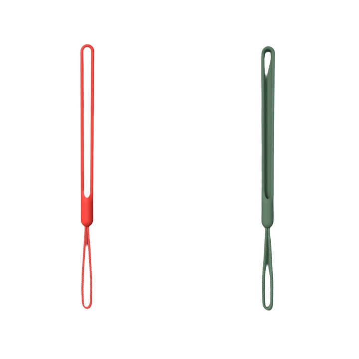 Set de 2 curele de telefon din silicon lichid - rosie si verde