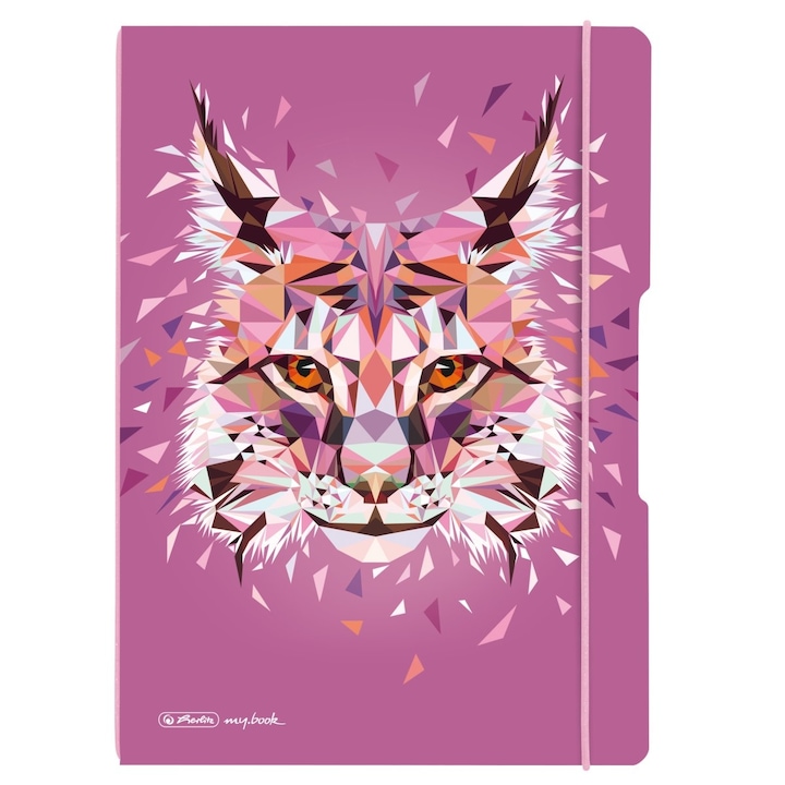 Caiet My.Book Flex Herlitz A4 2X40 File, Hartie 80G/Mp, Velin, Motiv Wild Animals Lynx