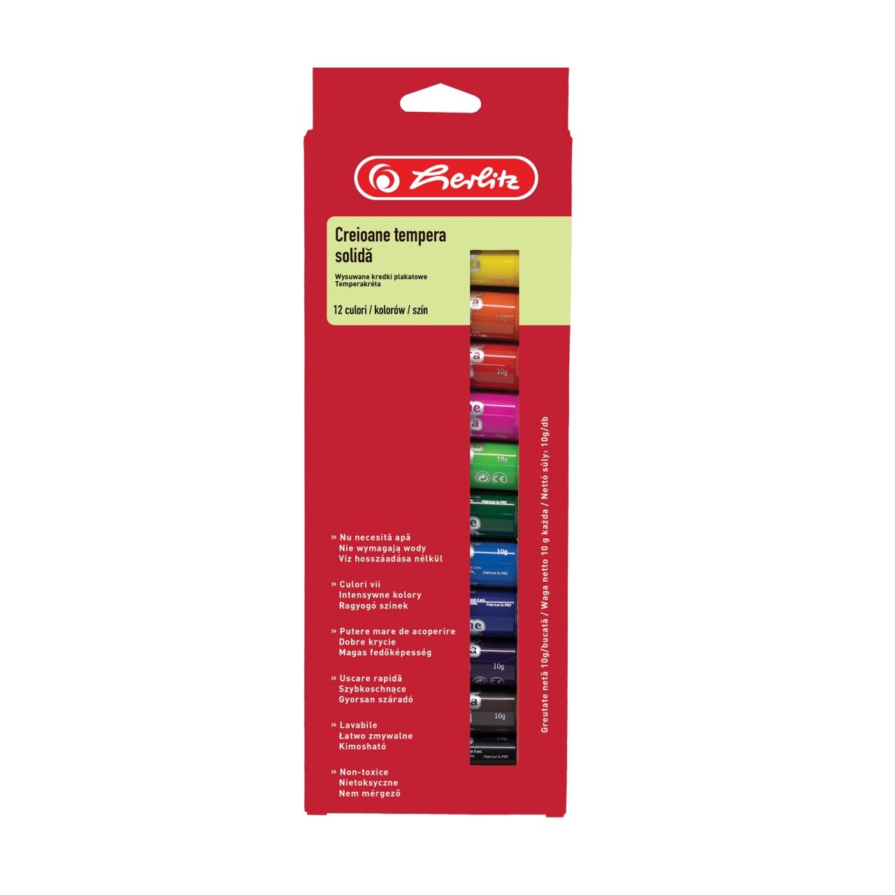 Creioane Tempera Herlitz Solida 10G, Set 12