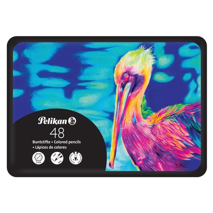 Цветни моливи Pelikan Premium, 48 цвята, В метална кутия