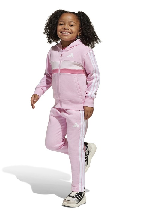 adidas Sportswear, Trening din amestec de bumbac cu logo, Roz pastel/Alb optic