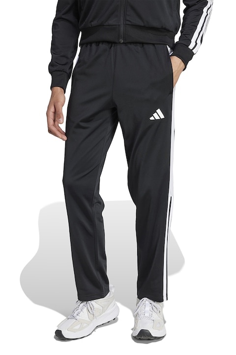 adidas Sportswear, Pantaloni de trening cu slituri cu capse pe glezna, Negru/Alb optic