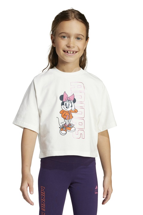 adidas Sportswear, Minnie egér mintás póló, Pasztellrózsaszín/Mandarinszín/Törtfehér