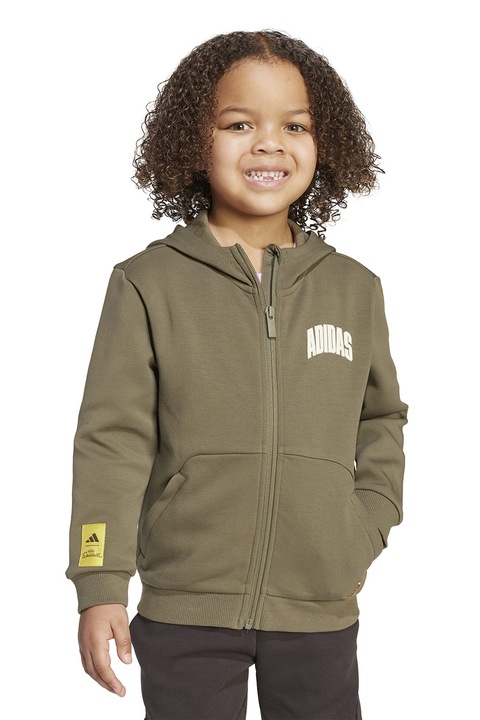 adidas Sportswear, Худи с цип и шарка на Simpsons, Бял/Папратово зелено