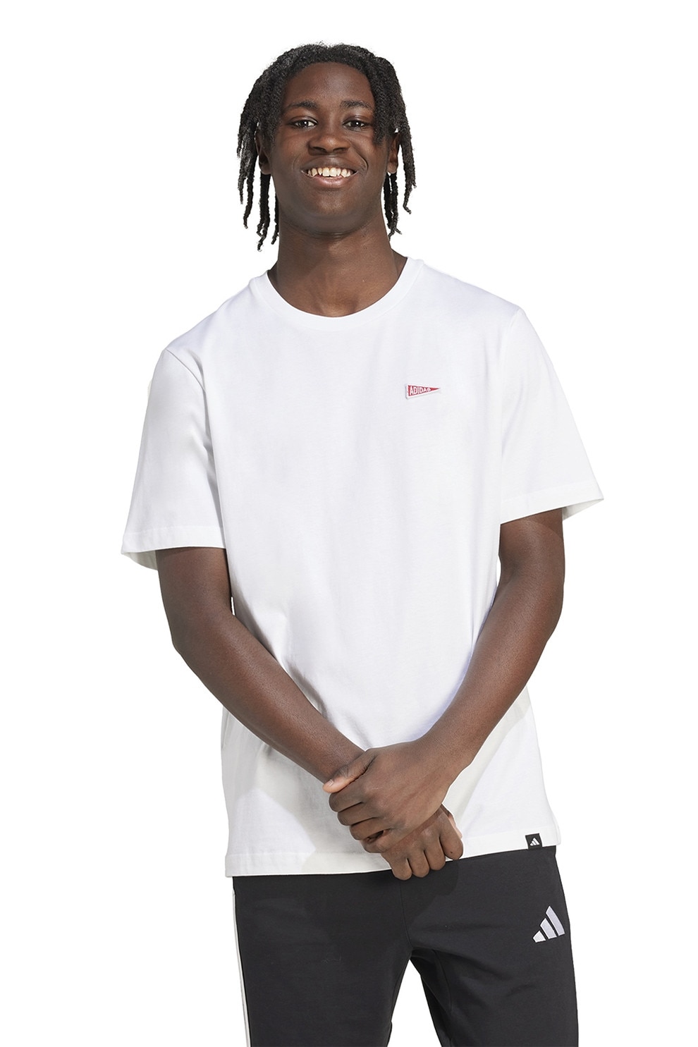 adidas Sportswear, Tricou de bumbac cu logo brodat, Alb optic, M