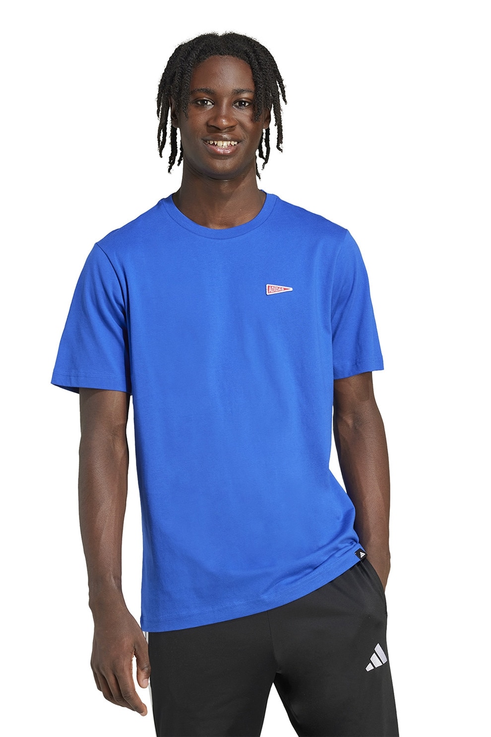 adidas Sportswear, Tricou de bumbac cu logo brodat, Rosu, Albastru royal, Alb optic, M