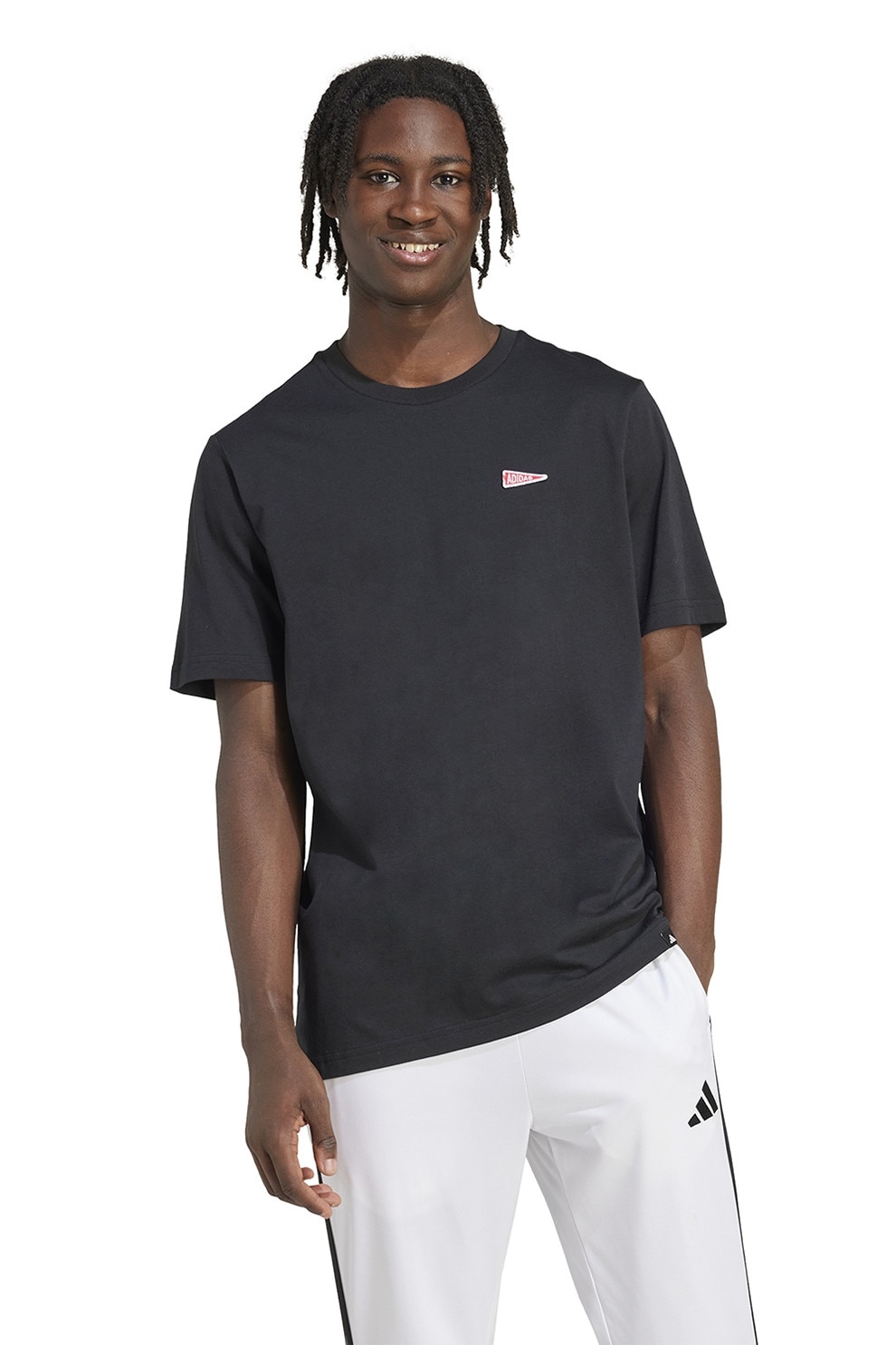 adidas Sportswear, Tricou de bumbac cu logo brodat, Negru, M