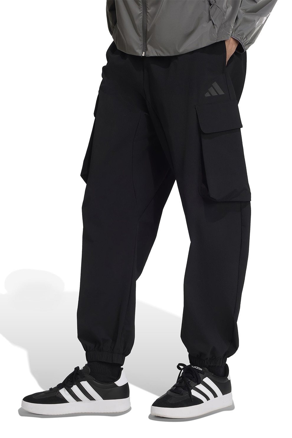 adidas Sportswear, Pantaloni cargo cu talie ajustabila, Negru, M