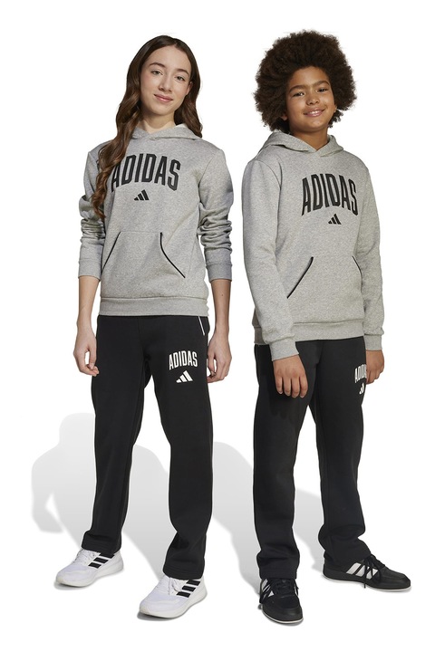 adidas Sportswear, Egyenes szárú szabadidőnadrág logós részlettel, Fehér/Fekete