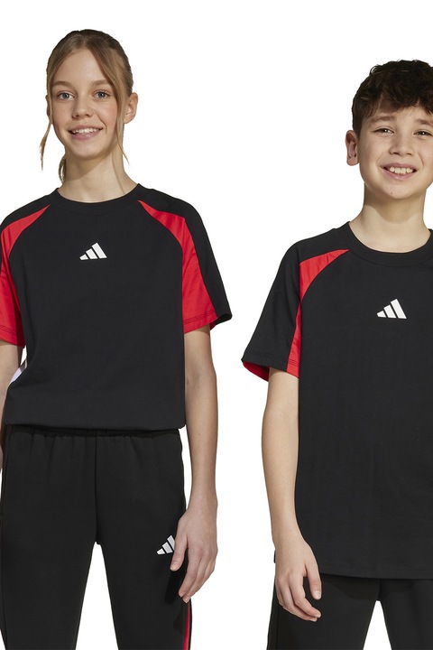 adidas Sportswear, Pamutpóló raglánujjakkal, Piros/Fekete