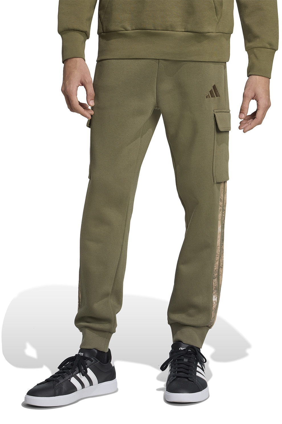adidas Sportswear, Pantaloni de trening cargo cu talie ajustabila, Kaki, S