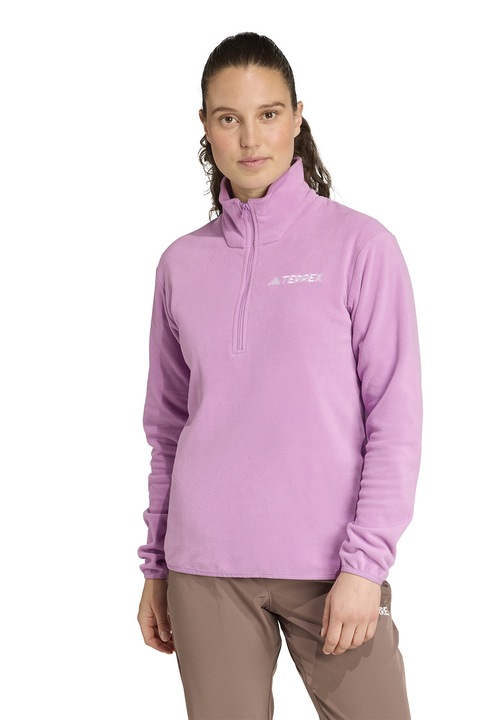 adidas Performance, Хайкинг суитшърт с къс цип, Светлорозов