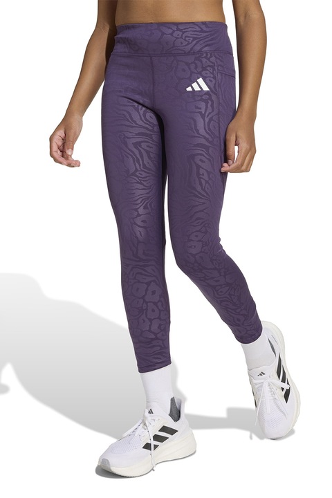 adidas Sportswear, Mintás leggings magas derékrésszel, Sötét mályvaszín, 140 CM