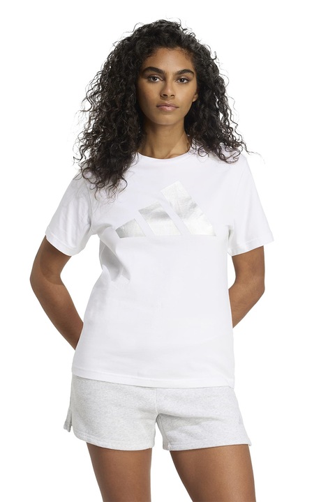 adidas Sportswear, Тениска с лого, Бял/Сребрист